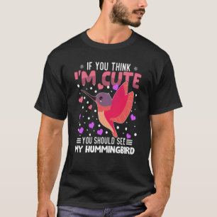 ハミングバードハートバレンタインデーの女性用動物 Tシャツ