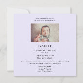 ハミングバードバプテスマ 招待状 (裏面)