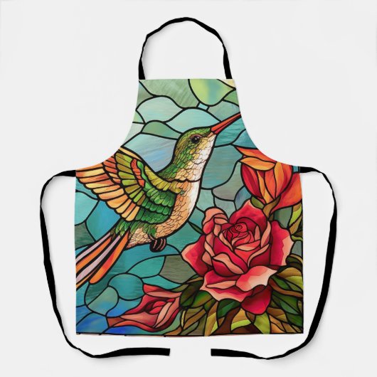 ハミングバードバラステンドグラススタイル エプロン (正面)
