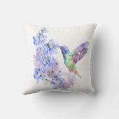 ハミングバードバードとブルーデルフィニウムの花 クッション (裏面)