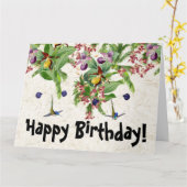 ハミングバードバードフローラ誕生日ビッググリーティングカード カード (黄色い花)