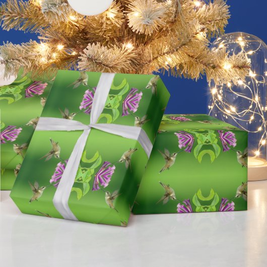 ハミングバードパターン包装紙 ラッピングペーパー (クリスマス)