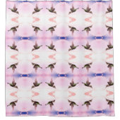 ハミングバードパターン シャワーカーテン (正面)