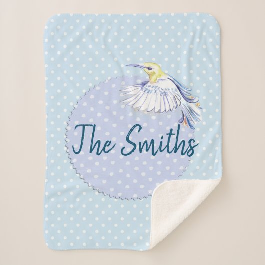 ハミングバードパッチ水玉模様 シェルパブランケット (正面)