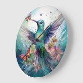 ハミングバードパラダイス ラージ壁時計 (傾斜)