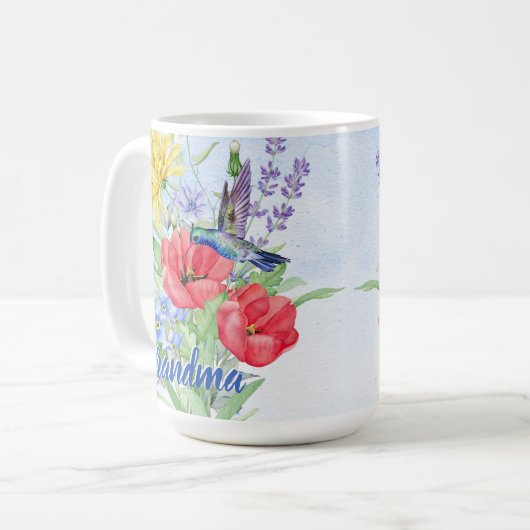ハミングバードパーソナライズされたズおばあちゃん コーヒーマグカップ (正面左)