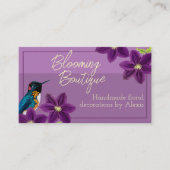 ハミングバードパープかわいらしラリークレマティスフローラブティック 名刺 (正面)
