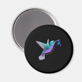 ハミングバードパープルブルーリボン自殺防止 マグネット (正面/裏面)