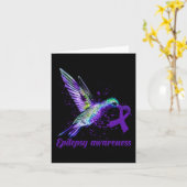 ハミングバードパープルリボンてんかん認識度月 カード (黄色い花)