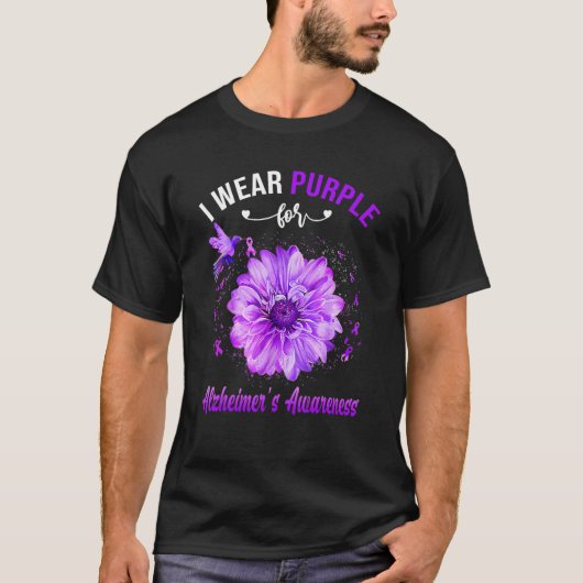 ハミングバードパープルリボンアルツハイマー認識度 Tシャツ (正面)