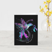 ハミングバードパープルリボン自殺防止アウェア カード (黄色い花)