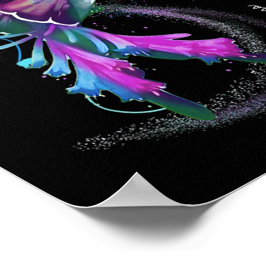 ハミングバードパープルリボン自殺防止アウェア ポスター (角)