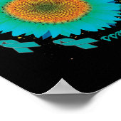 ハミングバードヒマワリティール（緑がかった色）リボン卵巣がん ポスター (角)