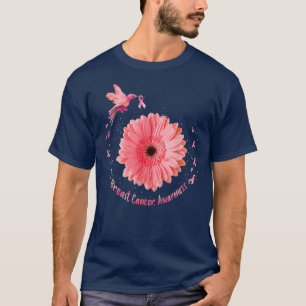 ハミングバードヒマワリピンクリボン乳癌Aw Tシャツ