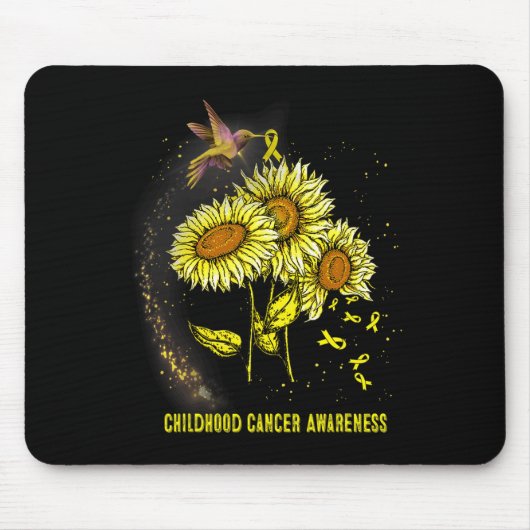 ハミングバードヒマワリ幼少期がん認識度 マウスパッド (正面)