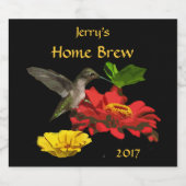 ハミングバードビールラベル付き赤いガーデンフラワー ビールラベル (シングルラベル)