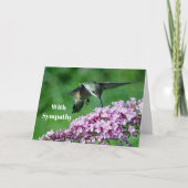 ハミングバードピンクの花ワイルドライフフォト悔やみや弔慰 カード (正面)