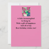 ハミングバードピンクコンフォレア誕生日 カード (裏面)