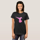 ハミングバードピンクヴィンテージ鳥 Tシャツ (正面フル)