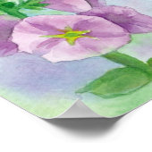 ハミングバードピンク葵の花の水色 ポスター (角)