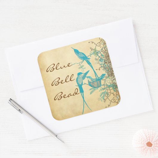 ハミングバードファミリースワール スクエアシール (封筒)