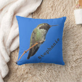 ハミングバードフォトブライトブルースカイ小鳥 クッション (ブランケット)