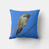 ハミングバードフォトブライトブルースカイ小鳥 クッション (裏面)