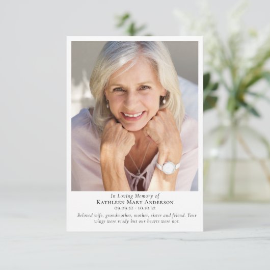 ハミングバードフォトメモリアル悔やみや弔慰葬儀 サンキューカード (スタンド正面)