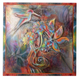 ハミングバードフライトソフトパステルズアート タイル