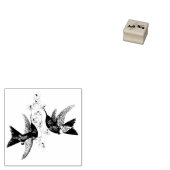 ハミングバードフラワーアニマル木印 ラバースタンプ (押印)