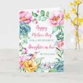 ハミングバードフラワーズドーターインローマザーズデイ カード (黄色い花)