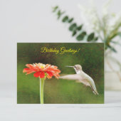ハミングバードフラワー誕生日カード 招待状 (スタンド正面)