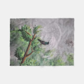 ハミングバードフリーブランチに止まる フリースブランケット (正面(横))