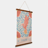 ハミングバードフローラアートプリント 吊り下げ型タペストリー (傾斜あり)