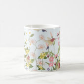 ハミングバードフローラガーデンヴィンテージイラストレーション コーヒーマグカップ (中央)