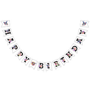 ハミングバードフローラブーケバースデーパーティー バンティングフラッグ