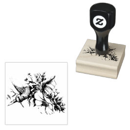 ハミングバードフローラブーケ ラバースタンプ