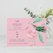 ハミングバードフローラベビーカップルシャワーモダン 招待状 (スタンド正面)