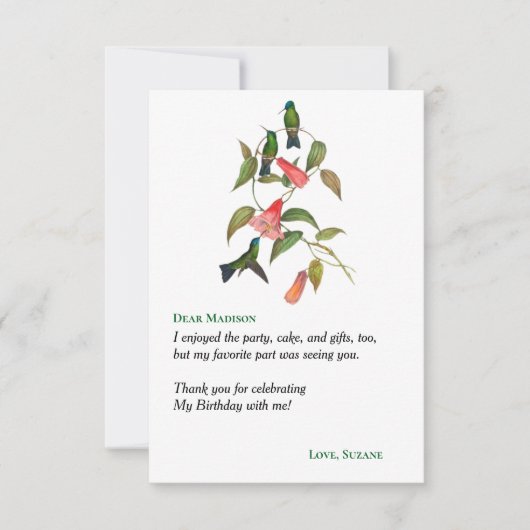 ハミングバードフローラリースビットデイパーティー サンキューカード (正面)