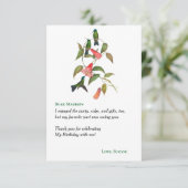 ハミングバードフローラリースビットデイパーティー サンキューカード (スタンド正面)