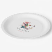 ハミングバードフローラリース誕生日パーティー ペーパープレート (アングル)