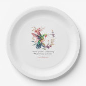 ハミングバードフローラリース誕生日パーティー ペーパープレート (正面)
