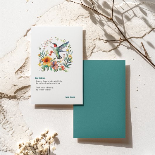 ハミングバードフローラリース サンキューカード