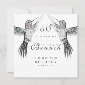 ハミングバードブラック&ホワイトANY誕生日ブランチ 招待状 (正面)