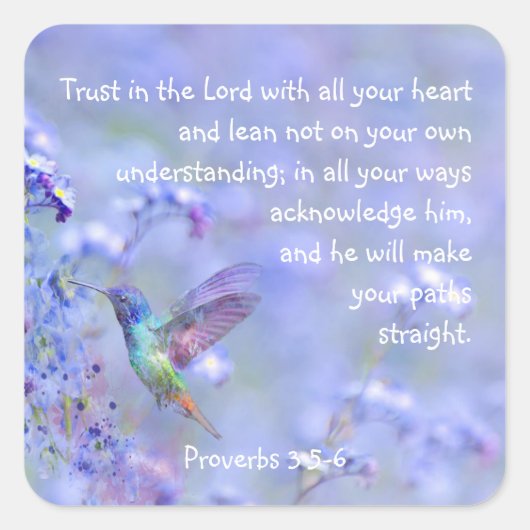 ハミングバードブルーガーデンフローラ聖書 スクエアシール (正面)