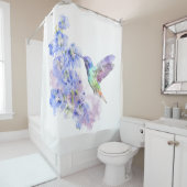 ハミングバードブルーデルフィニウム花 シャワーカーテン (インサイチュ)