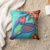 ハミングバードプリント装飾用クッションフローラスクエア クッション (ブランケット)