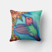 ハミングバードプリント装飾用クッションフローラスクエア クッション (裏面)