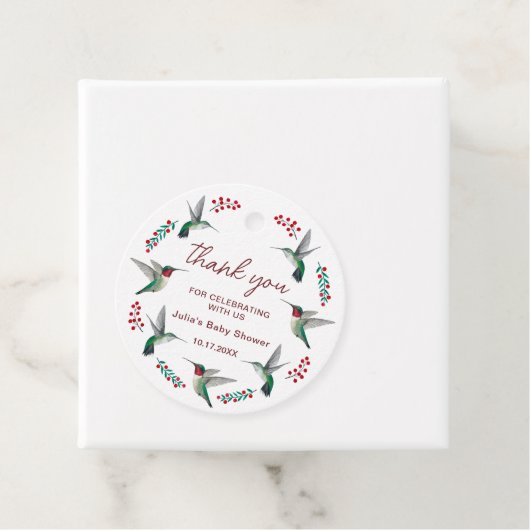 ハミングバードベビーシャワーメッセージカード フェイバータグ (インサイチュ)