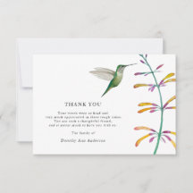 ハミングバードベレベローション葬儀サンキューカード